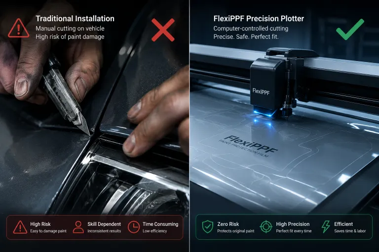 FlexiPPF advanced 3D scanning and pre-cut technology plotting paint protection film