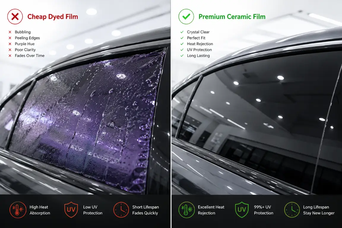 Professional window tint vs dyed film 